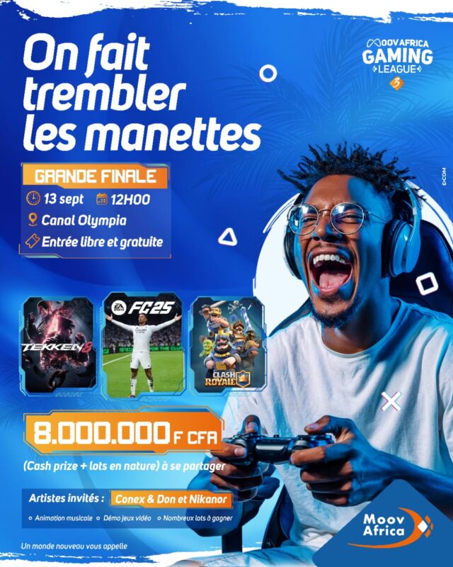 Finale Moov Gaming League 2025 : 24 gamers s’affrontent ce samedi à Cotonou
