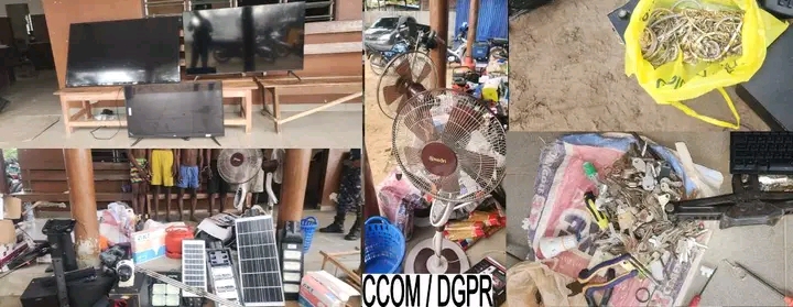 Djèrègbé : 05 présumés cambrioleurs interpellés avec un impressionnant arsenal, plusieurs biens volés retrouvés